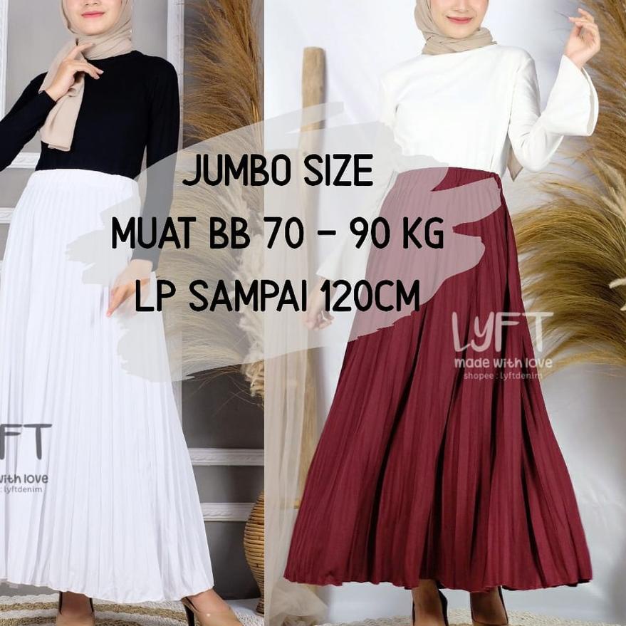 ► [PREMIUM PLISKET JUMBO] Rok Plisket JUMBO SIZE MAYUNG Premium Quality /Rok Rempel Panjang / Rok hi