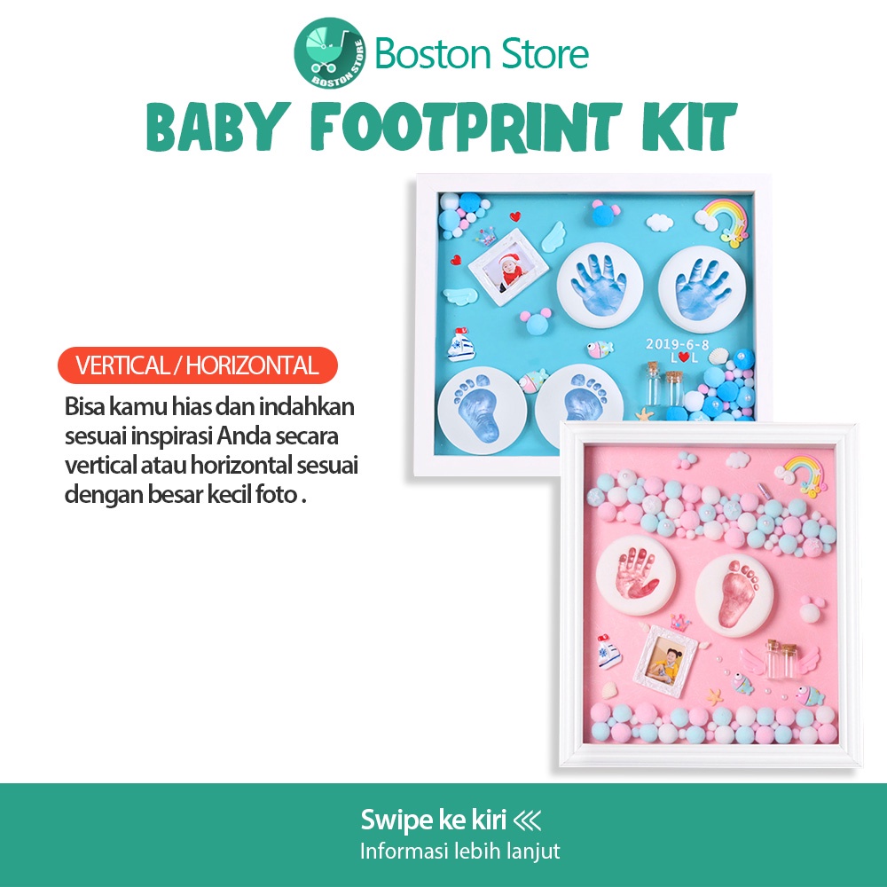 Bostonstore Cetakan Kaki / Cetakan Kaki Tangan Bayi / Cetakan Kaki / Cetakan Kaki dan Tangan Bayi / Baby Foot Print Hadiah Ulang Tahun Kenangan Bayi / Cetakan Kaki dan Tangan Bayi + Frame Classic / Set Cetakan Baby Foot Print Bingkai Foto Kaki Tangan Bayi