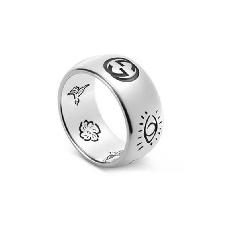 Sepasang Cincin Desain Logo love Fearless Model Lebar Ukuran 4 / 9mm Untuk Pria Dan Wanita