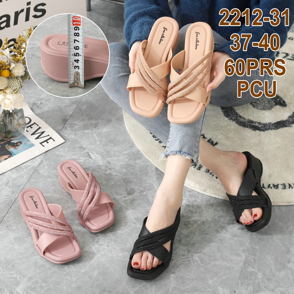 Sandal Wedges Platform Silang Glitter Import Winola Collection WNL 2212-4