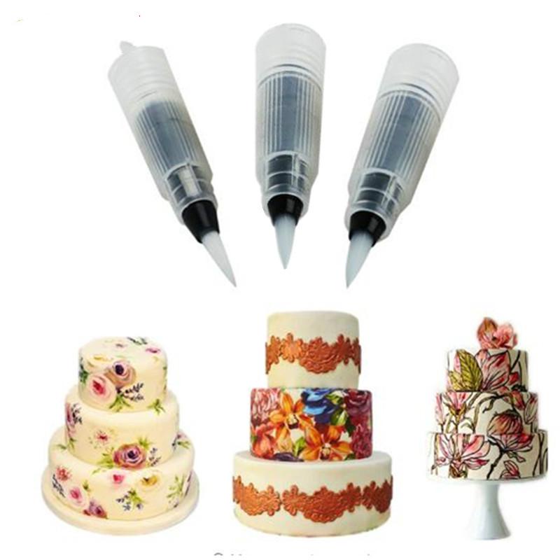 3pcs/set Coloring Water Pen Fondant Cake Decorating Tools Watercolor Cake Decor Brush Painting Pen