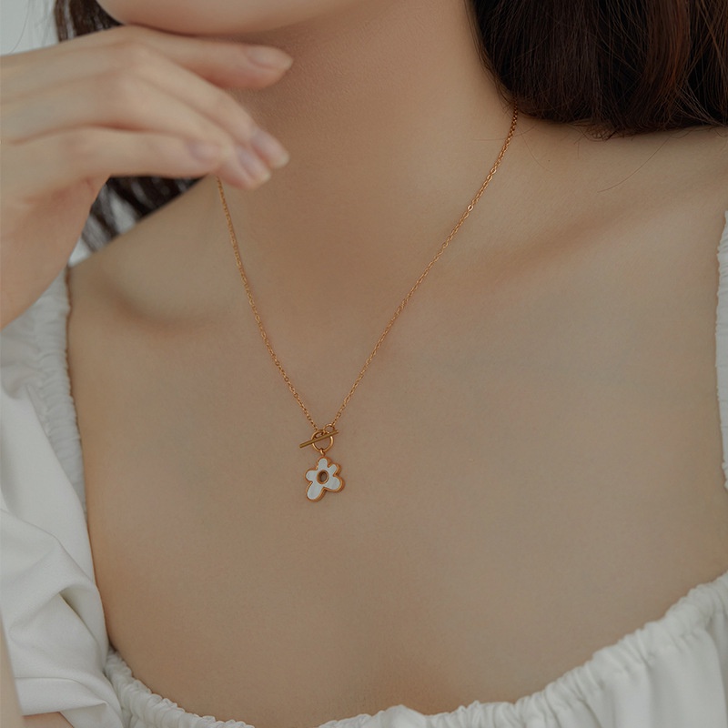 Kalung anting bunga abstrak Titanium stainless steel 316L harga grosir bisa bayar di tempat