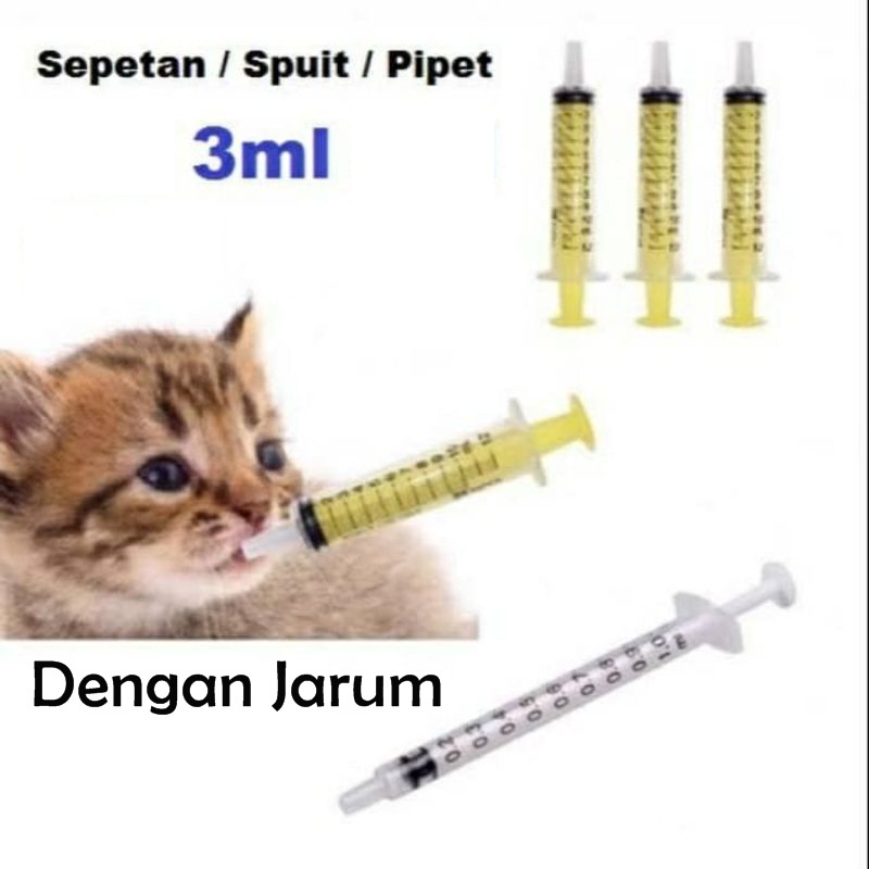 Syringe Spuit Spet Kucing Suntikan 3ml Sepetan Alat Bantu Minum Obat Vitamin Makan Susu Anjing Spluit