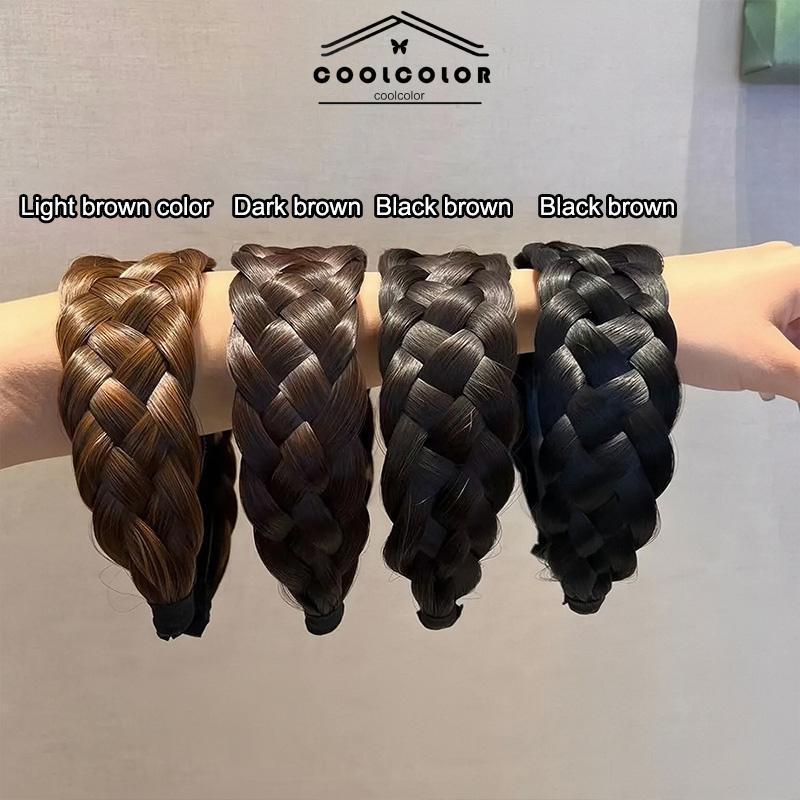 COD❤️Ikat Kepala Wig Kepang Bertepi Lebar ikat kepala Kepang Fishbone Menebal Kepang Twist yang Menebal Cuci Muka Ikat Rambut Wanita- cl