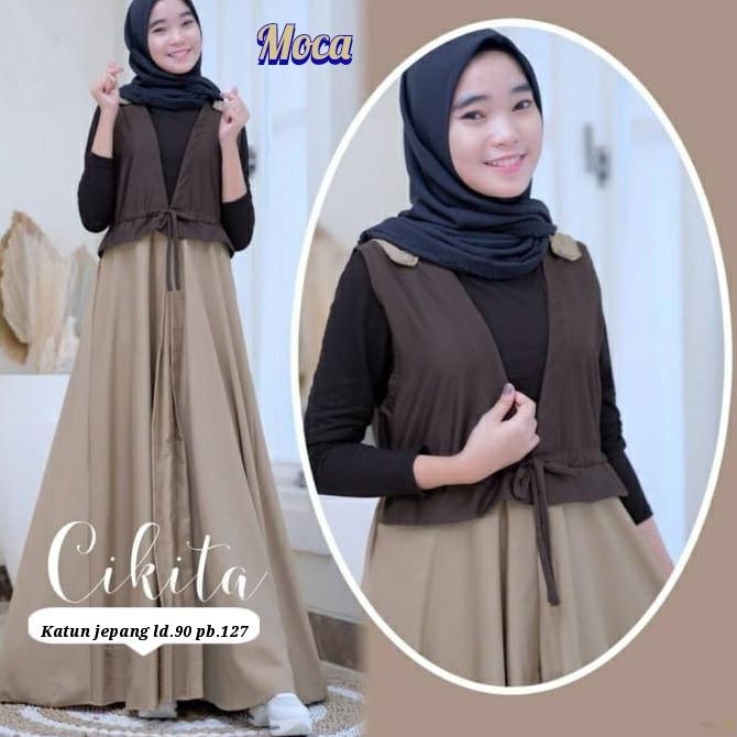CHEKOUT CIKITA Set Gamis remaja muslim Syari Anak Terbaru 2020 Gamis Anak Remaja Umur 12-13-14 Tahun