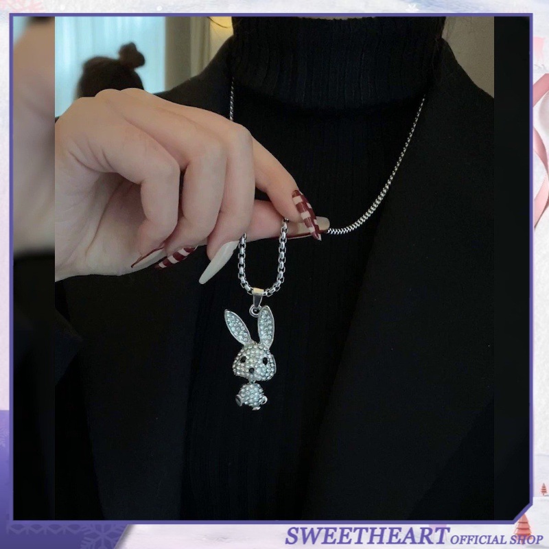 Kelinci Sweater Rantai Liontin Kalung Panjang Perempuan Trendi Hip-hop Sweater Rantai Kepribadian SWET Hati Perhiasan