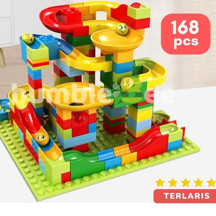 Import ✨Terbaik✨ [READY] Mainan Anak 168 pcs DIY Small Funny Blocks Mini Track Slide Ball Building B
