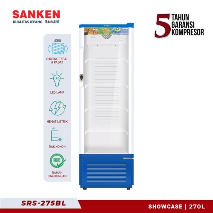 Sanken Showcase Display Cooler 270L SRS275 (PALEMBANG)