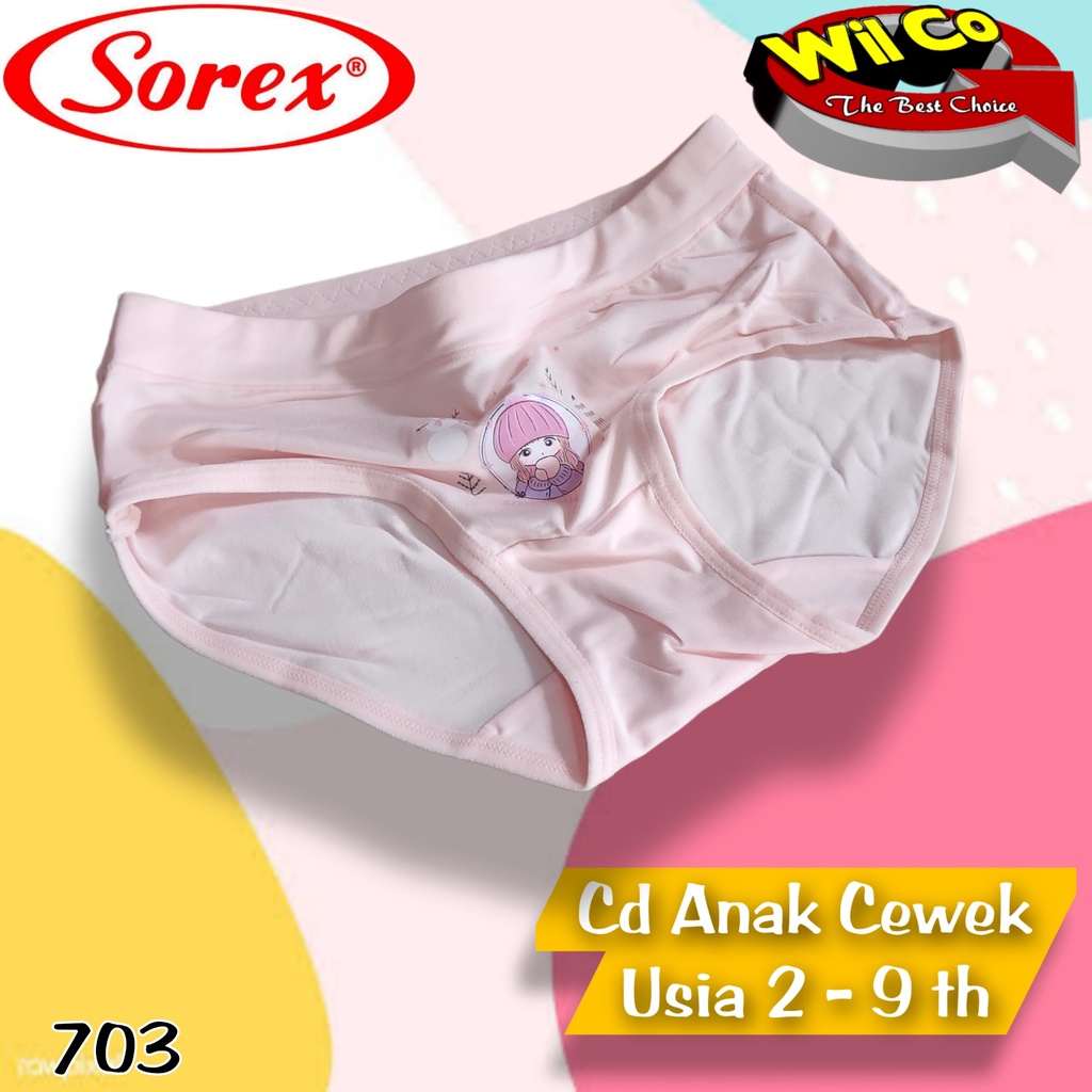 K703T - (HARGA PER 3 PCS) CELANA DALAM ANAK PEREMPUAN SOREX USIA 2 - 9 TH