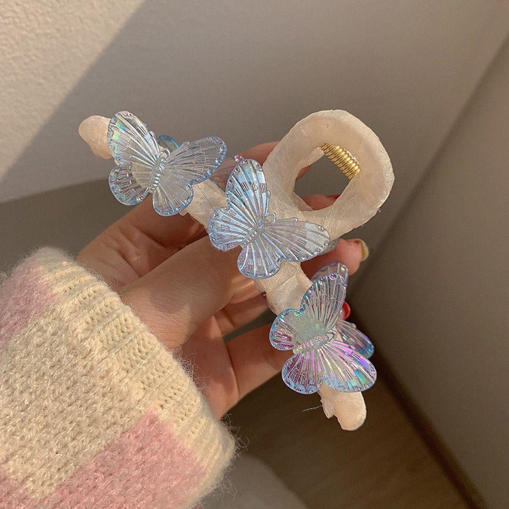 NEEDWAY Needway Butterfly Hair Claw Elegan Fashion Heardress Rambut Kepiting Klip Hewan Untuk Anak Perempuan Hair Clip Hadiah Besar Hair Claw Wanita Acrylic Hairgrip