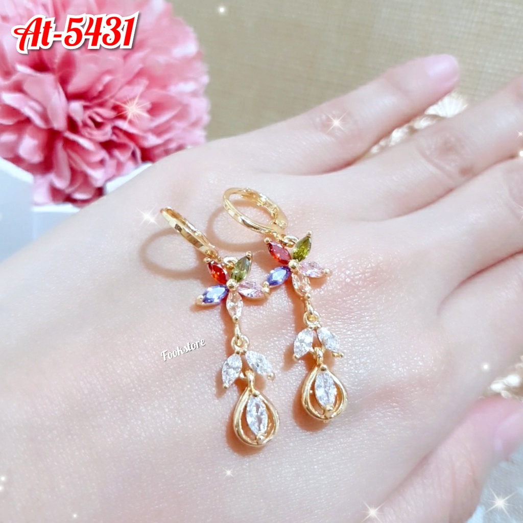 ANTING PERMATA WARNA PREMIUM WANITA ANTI ALERGI