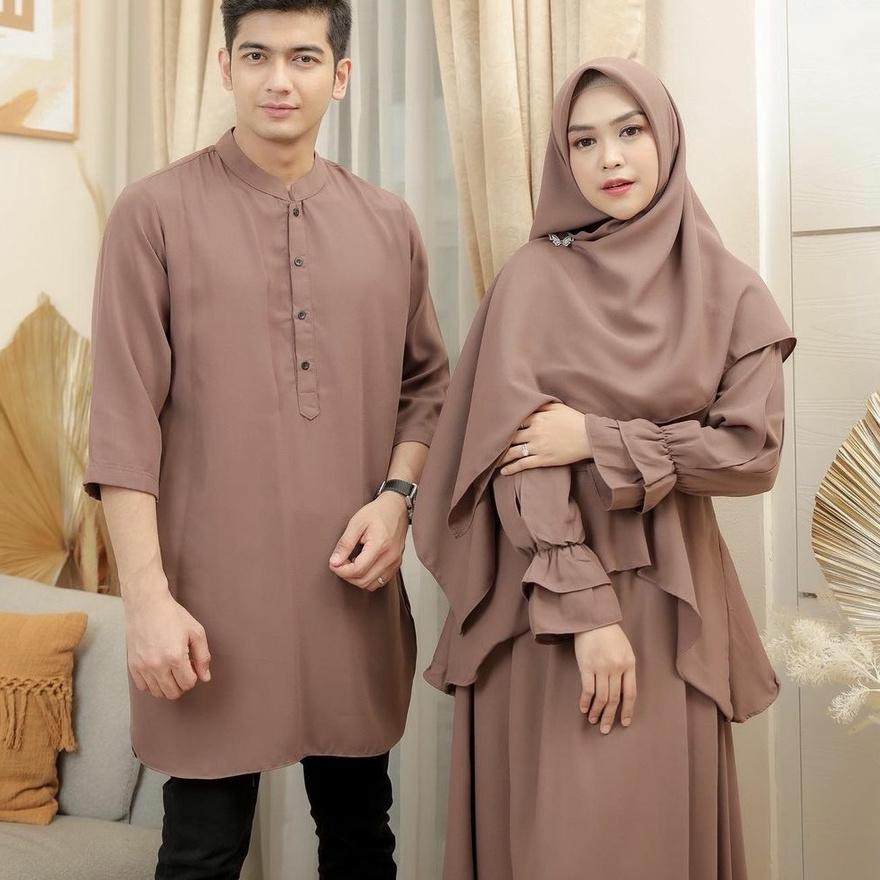 12.12 Product HOT COD - Ricis Ryan Couple Baju Pasangan Setelan Gamis Syarii Dan Sirwal Polos Ria Ri