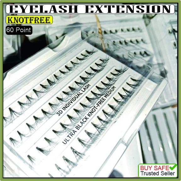 Bulu Mata Tanam KNOT FREE 60 HELAI Bulumata Tanam Eyelash Extension RINGAN MURAH LIMITED 8ply Ukuran MEDIUM 10mm