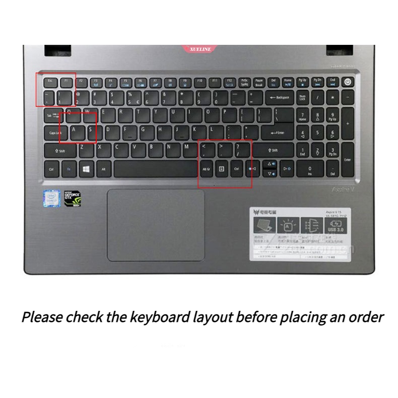 Kulit Penutup Keyboard Desktop Tahan Debu Silikon forAcer E5-575G-51SF A615 TMP2510 TX520 E5-576G Slim Combo Keyboard Tahan Air [ZXL]