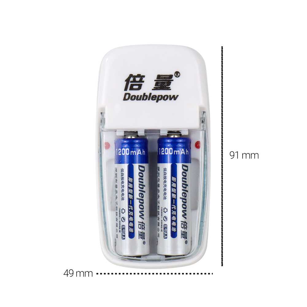 (BISA COD) FTIHSHP Doublepow Charger Baterai 2 slot AA/AAA with 2PCS AA 1200mAh - DP-B01