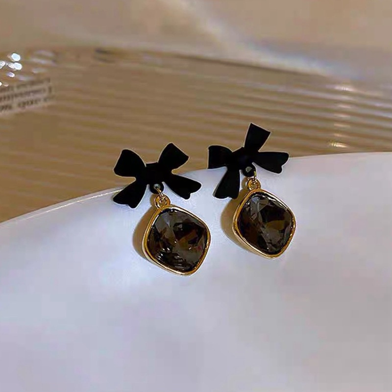 Bow Menjuntai Anting Untuk Wanita Statement Square Earrings Hadiah Ulang Tahun Pesta Wanita