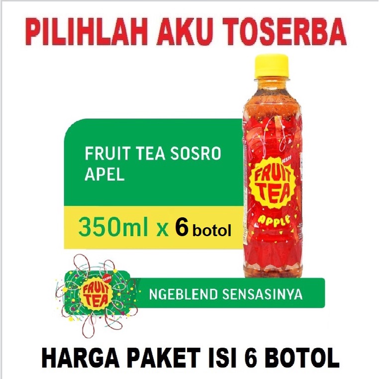 FRUIT TEA Sosro APPLE PET 350 ml - ( HARGA 6 botol )