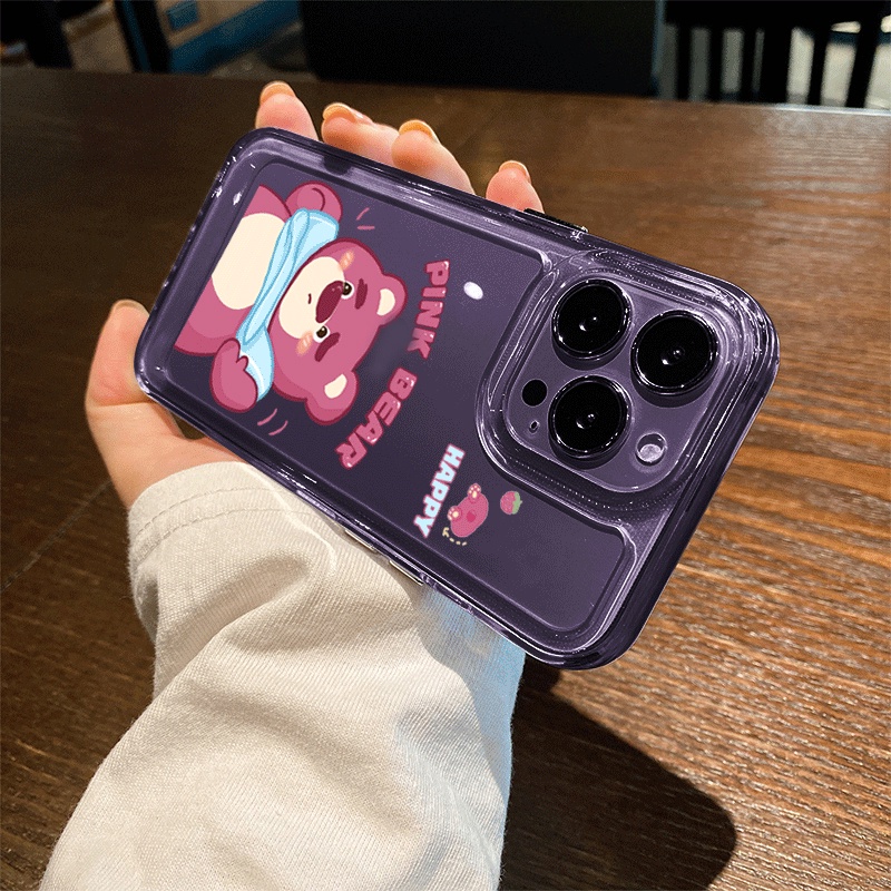 IPHONE Cute Couple Bear Soft Phone Case Kompatibel Untuk Iphone14 11 13 12 Pro XS Max XR X8 7 6S Plus Casing Transparan Silikon TPU Shockproof Cover