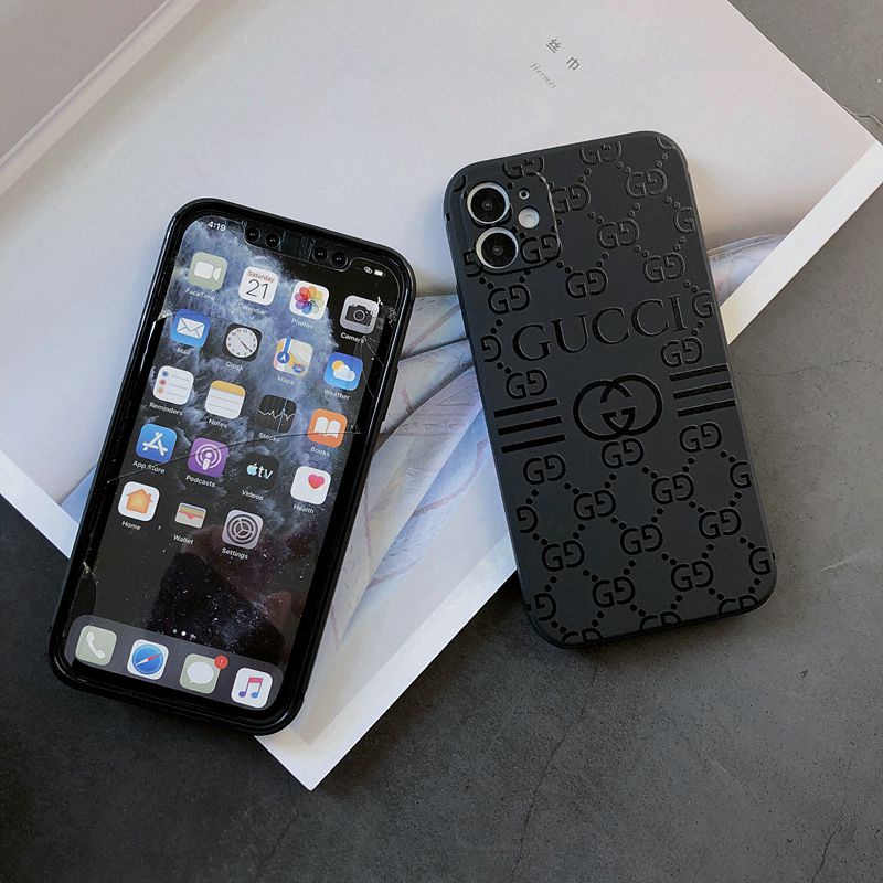 Fashion Gucci Pattern Soft Case HP iP iPhone 11 12 Mini 13 Pro Max 7 8 + Plus SE 2020 X XR SE 2020 XS Max Black Frosted Casing Apple