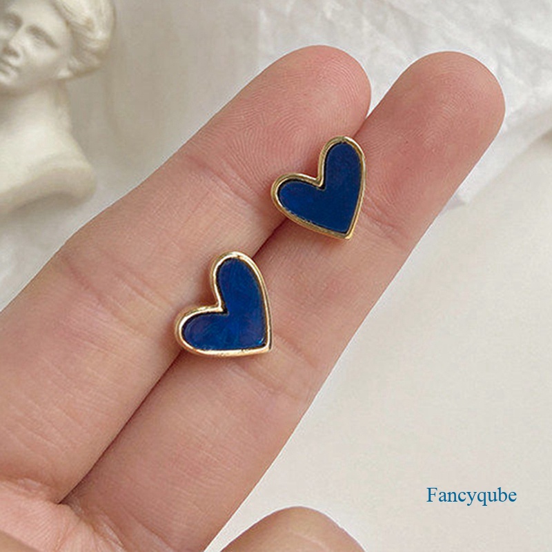 S925 Anting Tusuk Bentuk Hati Warna-Warni Bahan Alloy Korea Untuk Wanita