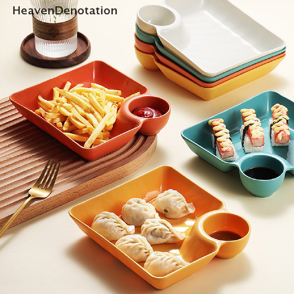 [HeavenDenotation] Piring Pangsit Persegi Besar Dengan gar Space Snack Platter Kreatif Terpisah Divided Tray Peralatan Makan Peralatan Makan Natal HDV