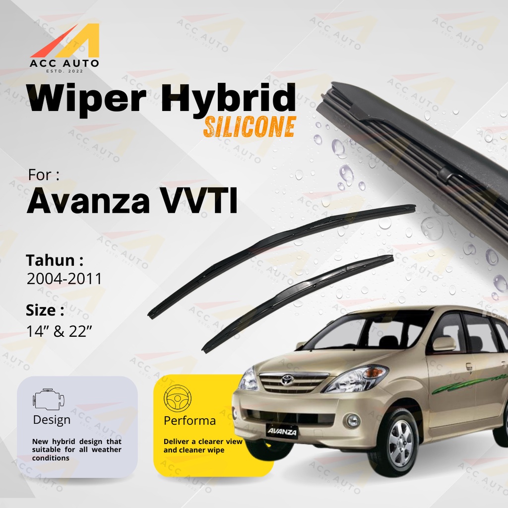 Wiper Frameless Mobil Toyota Avanza VVTI Karet Kaca Silicon Hybrid / Kipas Kaca