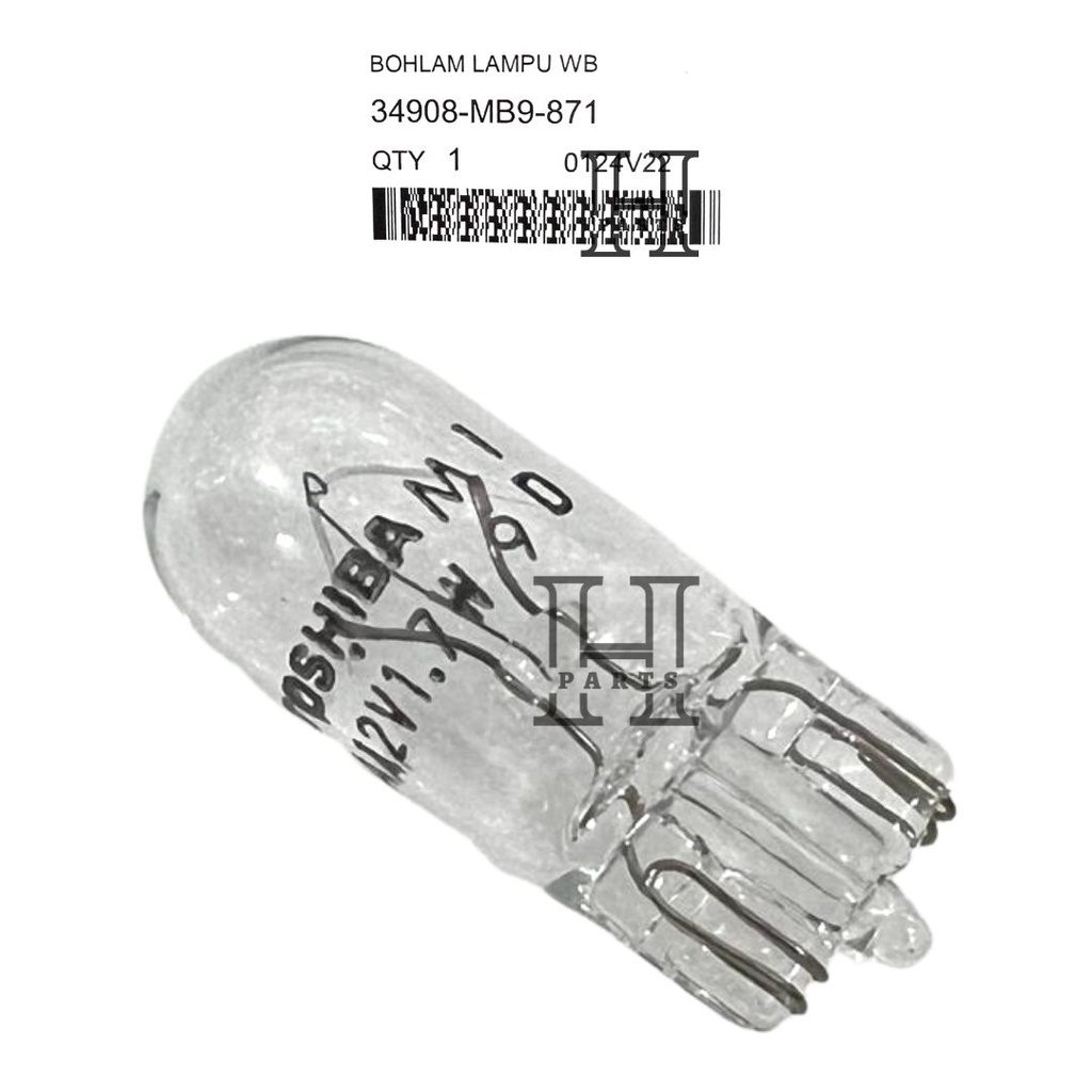 BOHLAM LAMPU TOP GIR GEAR SPEEDOMETER BULB W BASE 12V 1.7W MOTOR HONDA BEBEK MATIK 34908-MB9-871 ASLI ORIGINAL AHM HGP