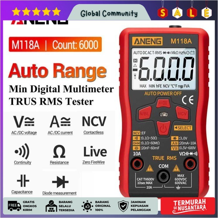 Listrik Aneng Digital Multimeter Voltage Tester - M118A