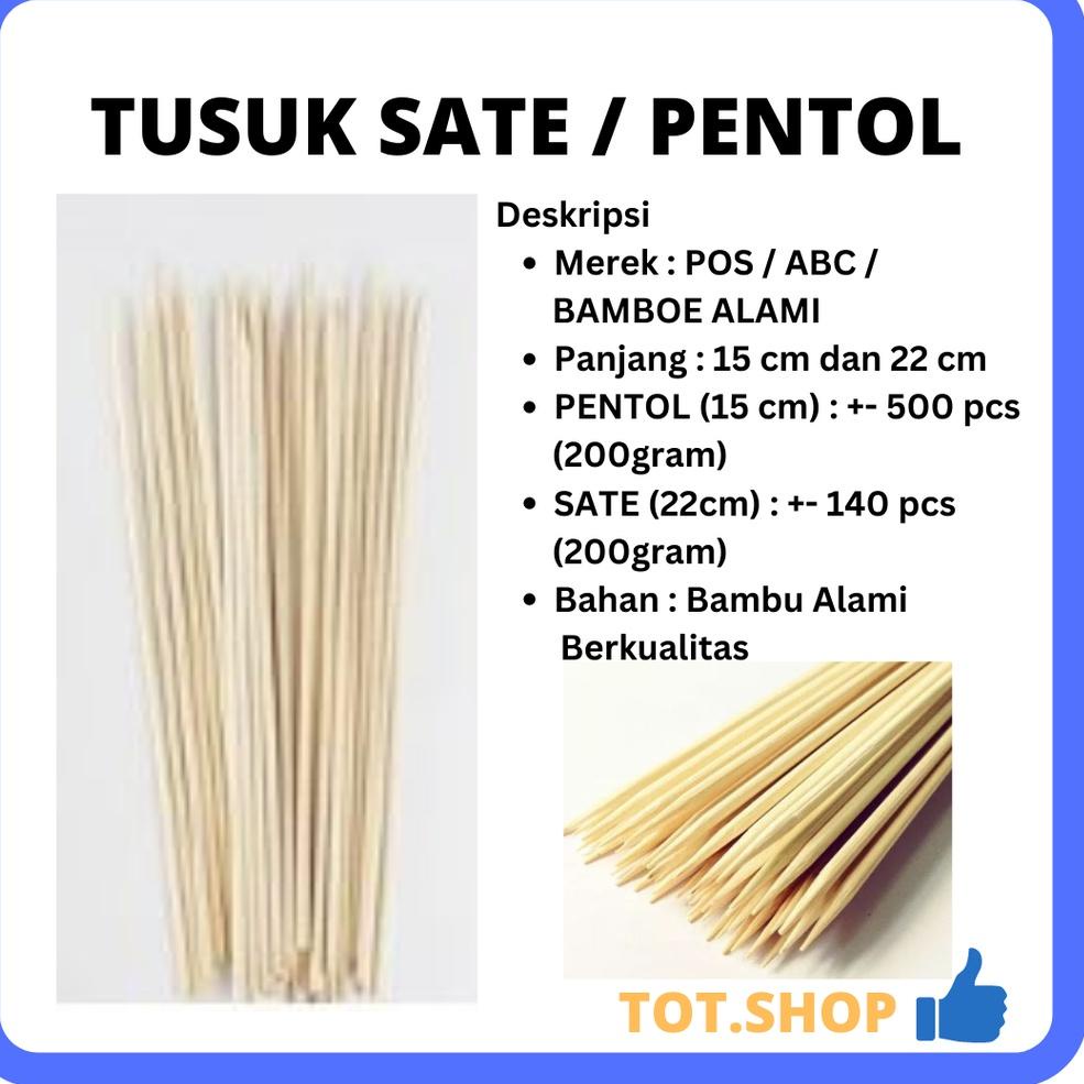 

K94 Tusuk SATE / PENTOL Ayam, Kambing, Daging Panjang BAMBU ALAMI Tanpa Pemutih PROMO ぁ