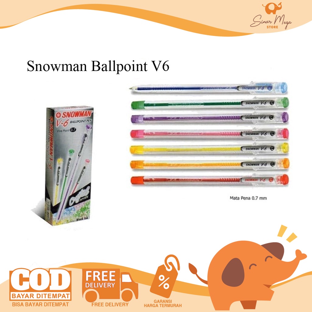 

Snowman Pulpen Ballpoint Pena V6 Crystal 0.7mm Unik Murah