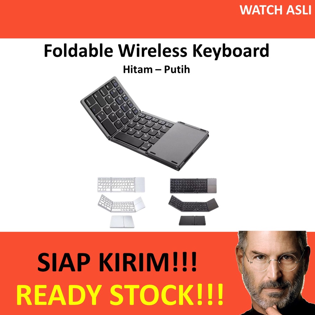 Foldable Wireless Keyboard &amp; Touchpad Bluetooth Lipat Mac iPad HP IOS