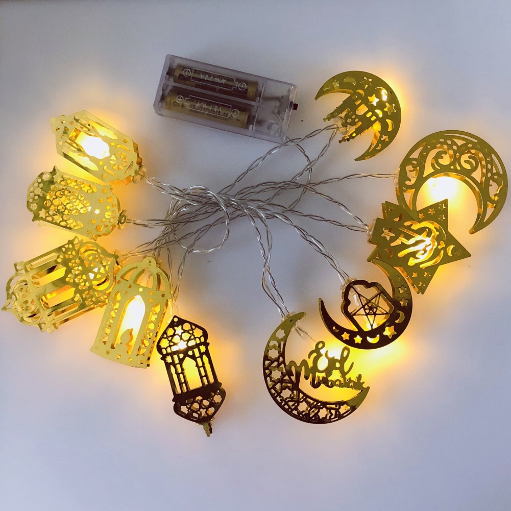 ღ Eid Mubarak Bulan Bintang String Lampu 1.65M 10led Dekorasi Lampu Bulan Bintang Hanging Liontin Ramadan Kareem Dekorasi untuk 2023 Islam Muslim Festival Supplies