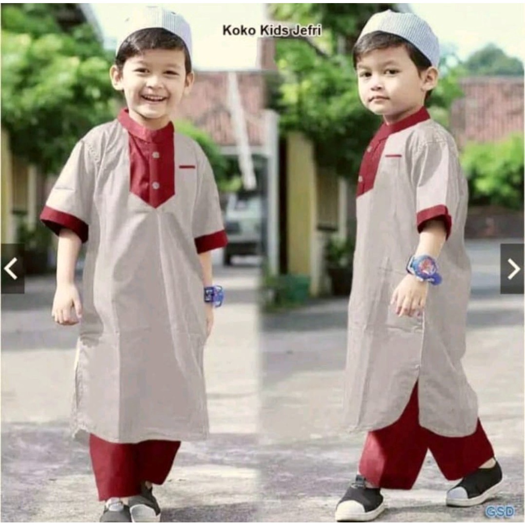 SETELAN BAJU KOKO ANAK LAKI-LAKI USIA 3-7TH FREE PECI