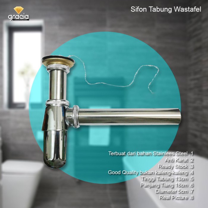 Washtafel Sifon / Sifon Wastafel / Sifon Wastafel Botol Stainless Steel / Sifon