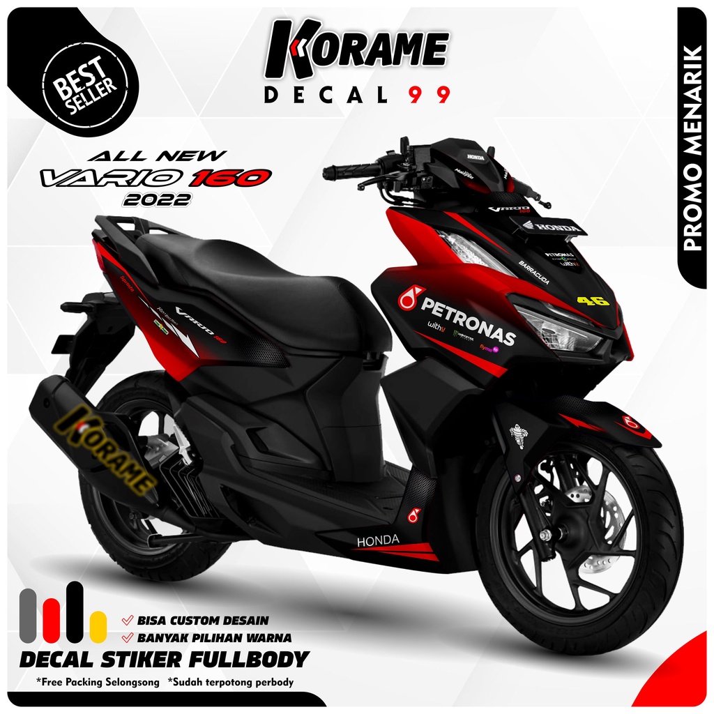 Decal Sticker Vario 160 - Motif Racing Hitam Merah