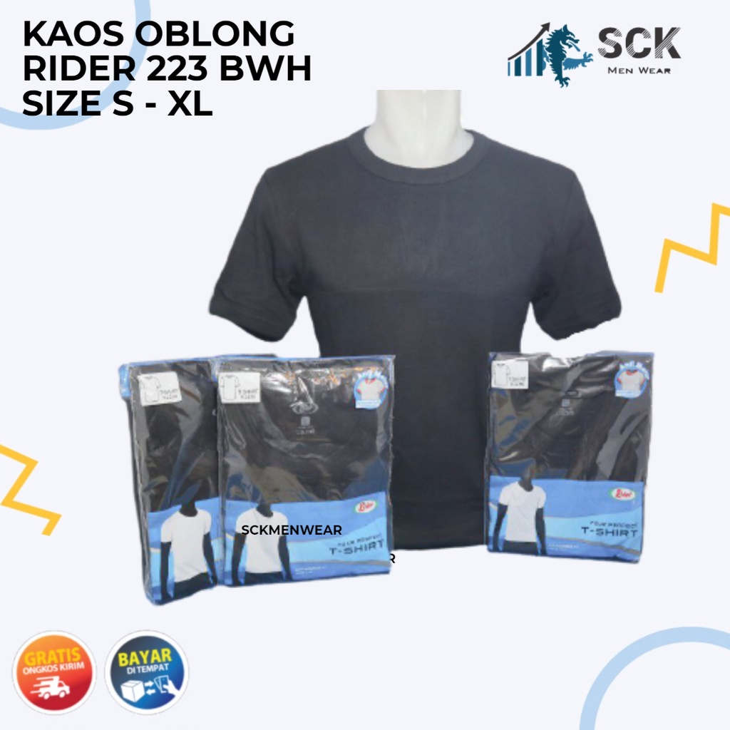 Kaos Blong RIDER 223 HITAM Pria Krah Blong T-Shirt R223Bwh / Kaos RIDER R 223 Bwh Krah O Neck - sckmenwear GROSIR