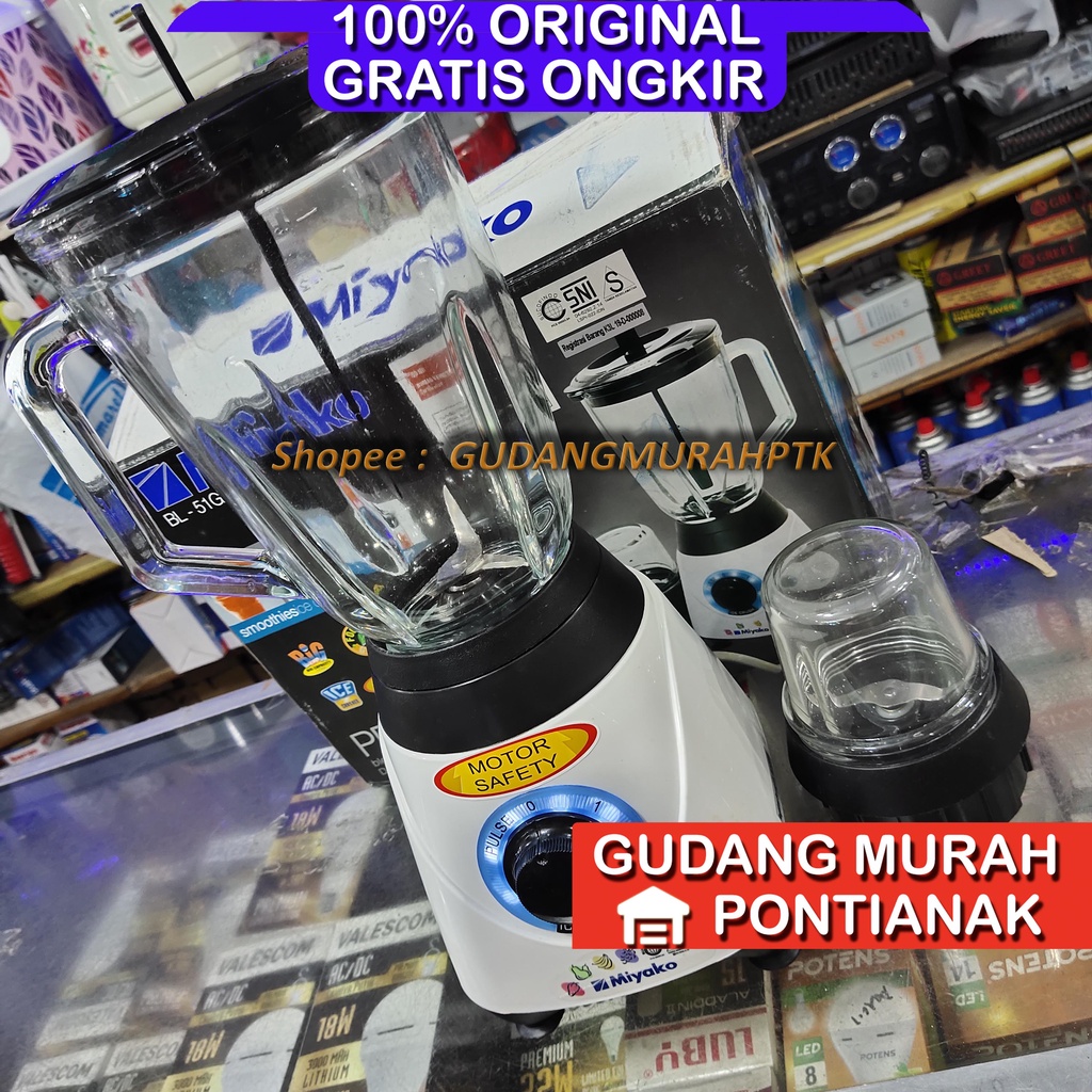 Miyako Blender BL-51 GI - 1.5 Liter Pelumat JUMBO MESIN KUALITAS PREMIUM JAMIN AWET DAN KUAT BAHAN KACA GLASS penghancur es batu