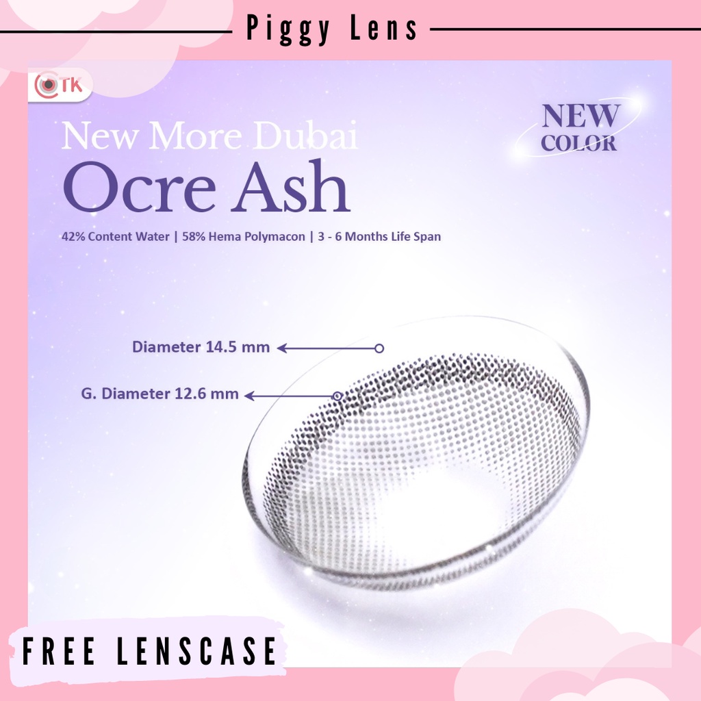 SOFTLENS NEW MORE DUBAI OCRE ASH &amp; OCRE KAKAO NORMAL &amp; MINUS 0.50 s/d 6.00 ( FREE LENSCASE )