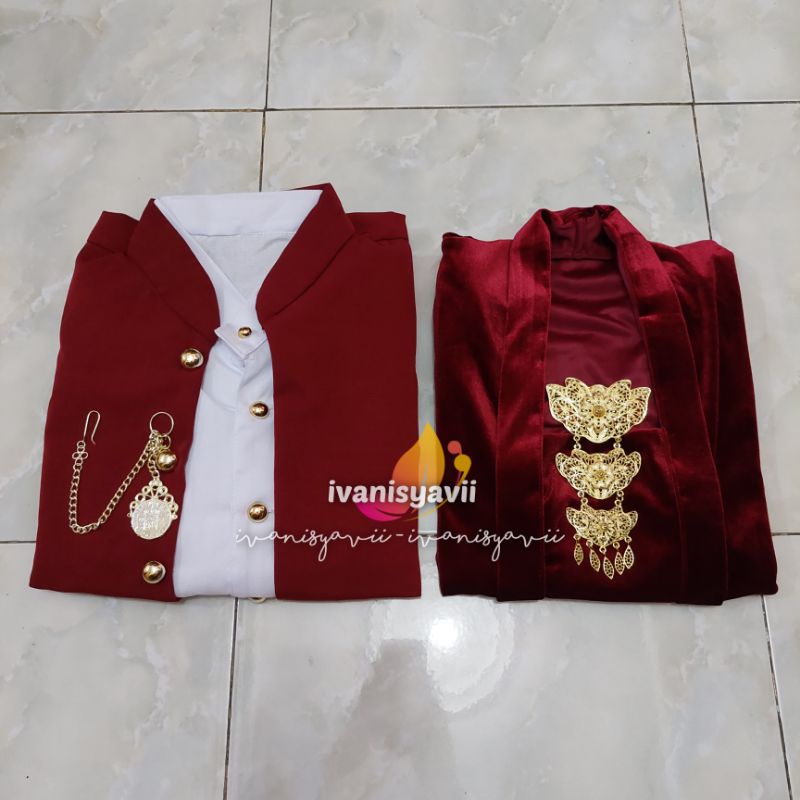 [1set] Baju Prewed - Adat Jawa / Nuansa Maroon, Jarik Motif Sido Luhur