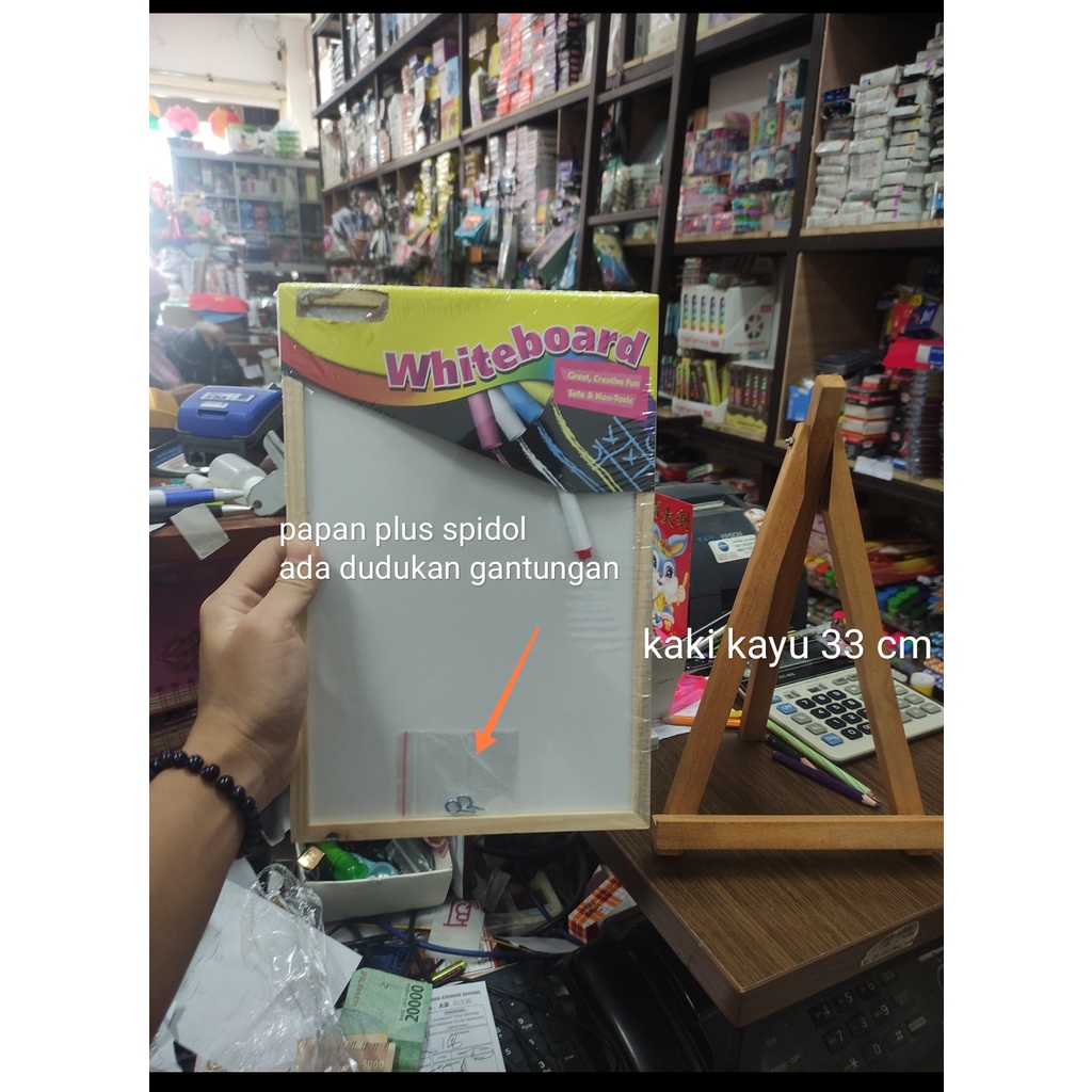 

papan white board list kayu plus spidol 20 x 30 cm opsional kaki tripod 33 cm