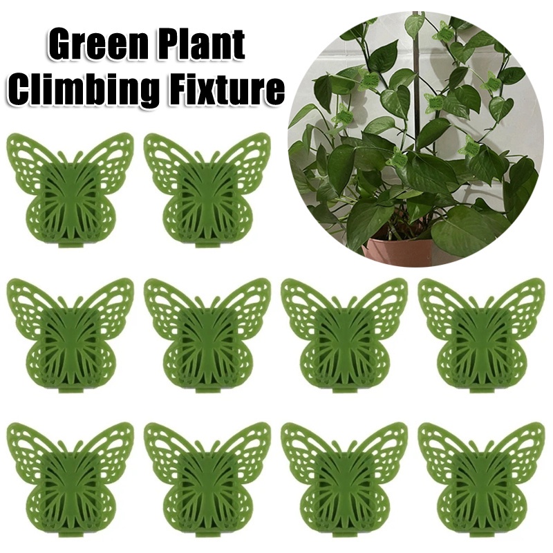 10pcs Tanaman Rambat Dinding Climbing Fix Klip Mudah Dipasang Dekoratif Pembantu Jalur Data Kabel TV Holder Clamp Self-adhesive Butterfly Shaped Fixture Untuk Kamar Taman Kantor