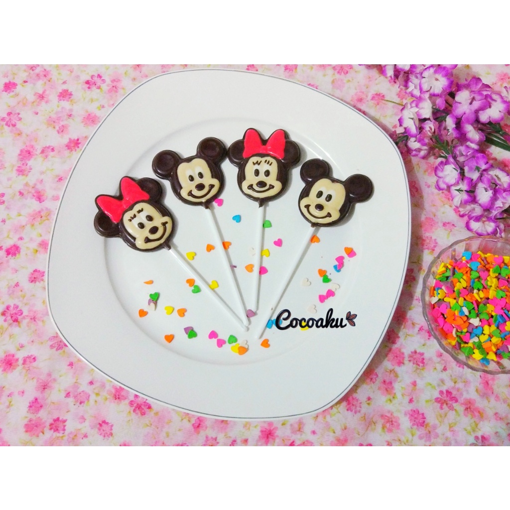 

Coklat stik karakte Minnie Mickey Mouse / coklat lollipop mickey