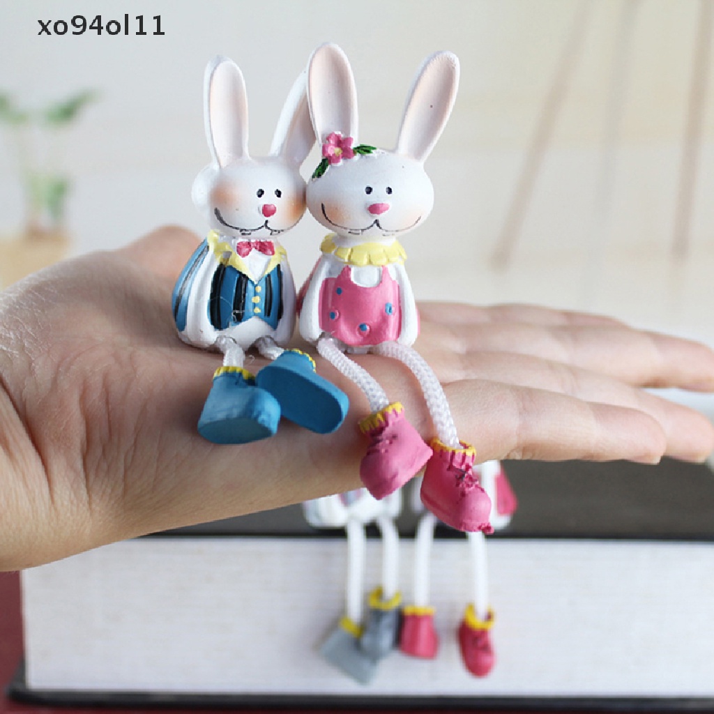 Xo 4Pcs/set Patung Kelinci Bunny Lucu Dengan Kaki Panjang Patung Boneka Kelinci OL