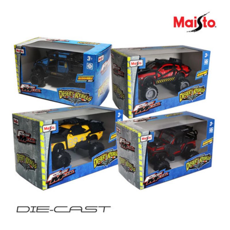 Maisto Fresh Metal Desert Rebels Diecast Mobil Jeep Big Foot Miniatur Jip Monster Truck Offroad