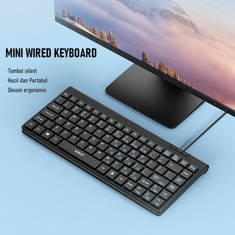 ROBOT Keyboard RK10 Portable Mini - Robot Keyboard Wired Ultra Thin USB Tombol Silent Click Ori