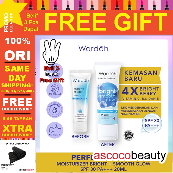 Wardah PERFECT BRIGHT Series | Creamy Foam Brightening Oil Control Smooth Glow Moisturizer SPF30 ✰ ascocobeauty ✰