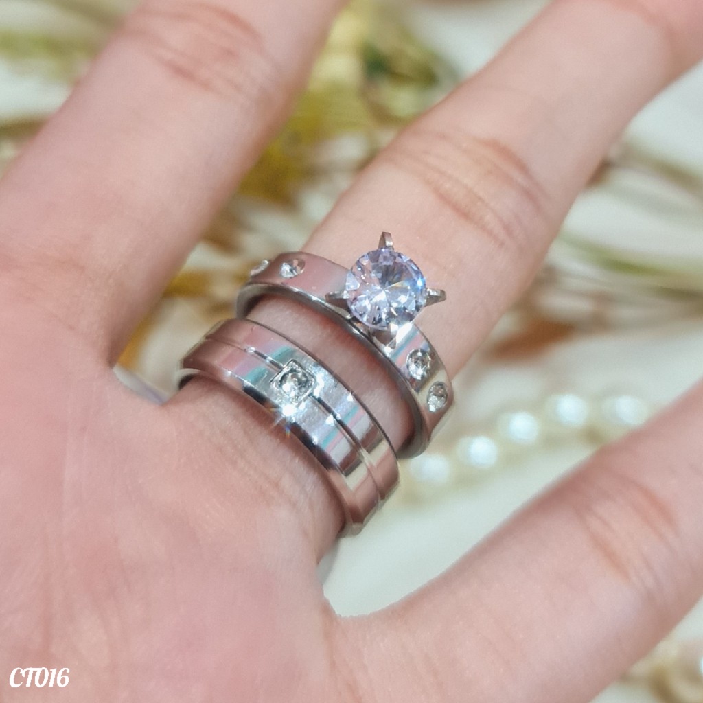 PGX Cincin Titanium Couple Tunangan Aksesoris Fashion Perhiasan Anti Karat - CT016