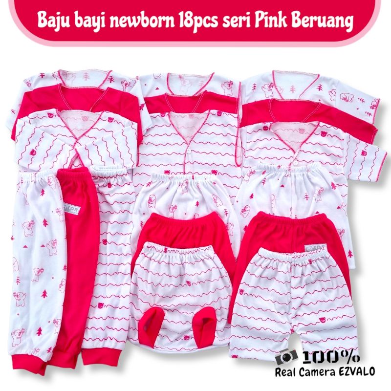 Paket hemat 18pcs baju bayi perempuan seri pink