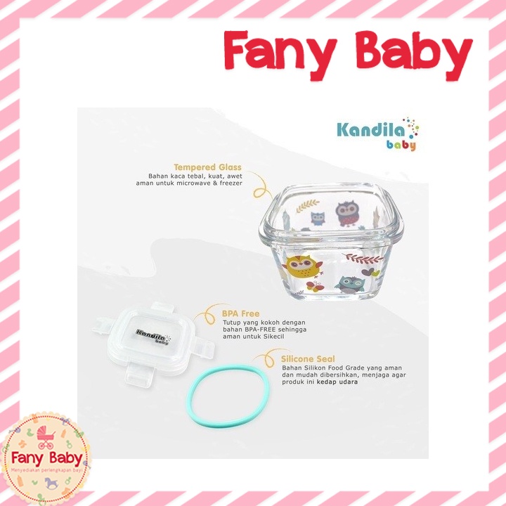 KANDILA BABY PRINTED GLASS FOOD CONTAINER 3PCS 180ML / KDL027-6