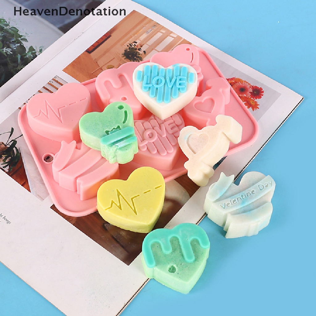 [HeavenDenotation] 6cells Lovely Heart Heat Safe Silicone Cetakan Coklat DIY Alat Kue HDV